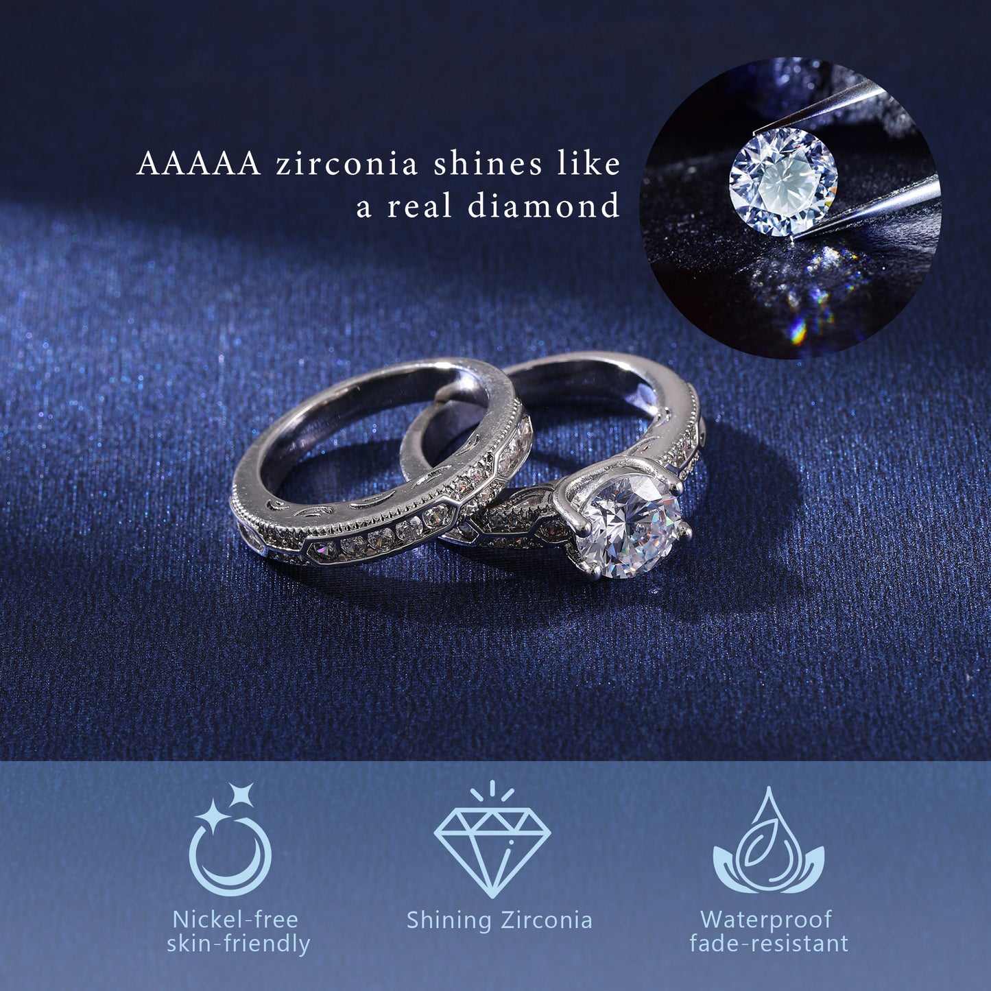 Vintage Wedding Ring Set for Cuples
