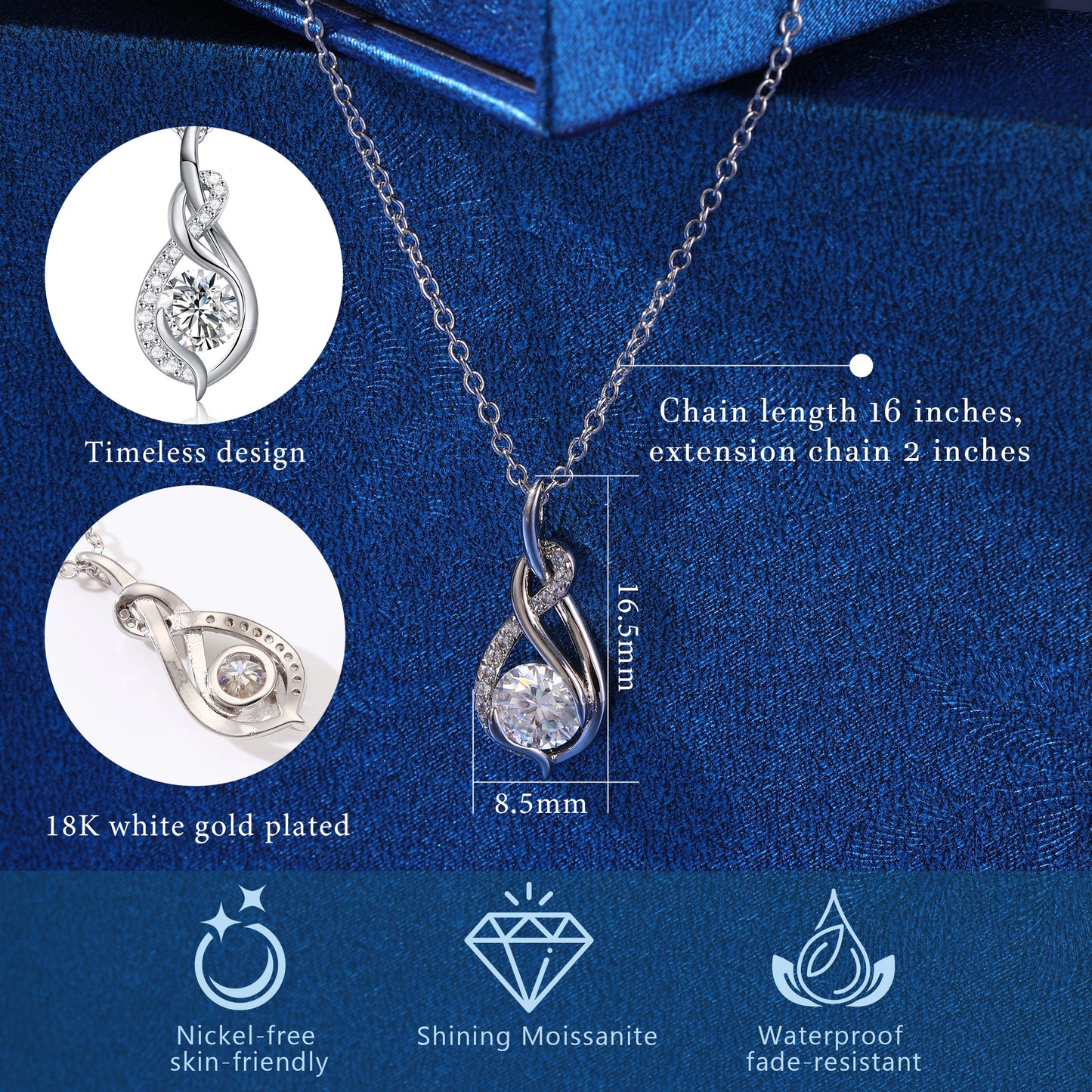 Infinity Moissanite Necklace for Women